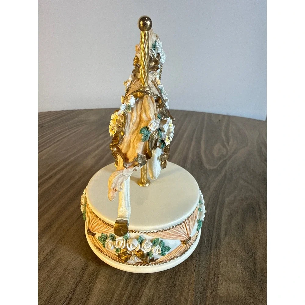 VTG San Francisco Music Box Co Carousel Horse Large Figurine #640755 Cream Works